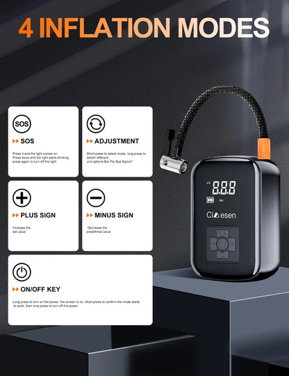 1pc Car Wireless Air Pump 150PSI Portable Electric Tire Inflation For Car Bicycle Motorcycle Air Compressor Inflator US Shipping