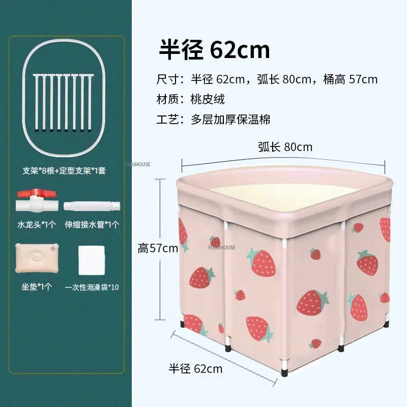 Household Triangular Bathtub Foldable Bath Bucket Swimming Pool Dual-use Portable Steam Sauna Fan-shaped Bath Barrel