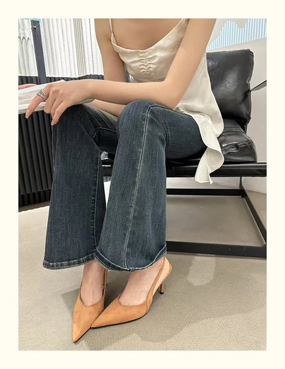 2025 Summer Leopard High Heel Women Sandals Fashion Pointed Toe Shoes Design Style Banquet Party Sandals Shoes