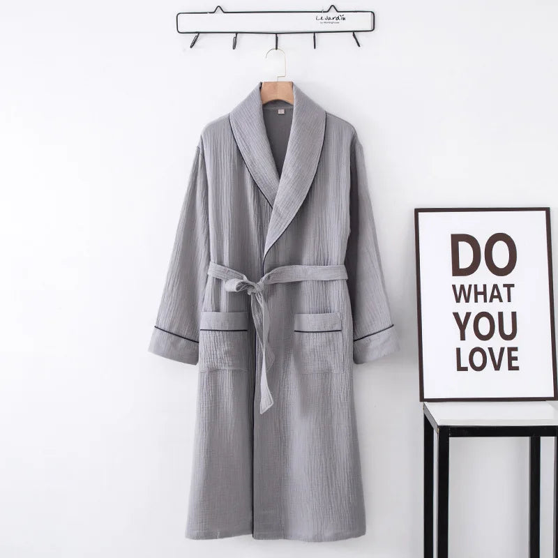 Women's Bathrobe Pure Cotton Large Size Spring Autumn Sleepwear Robe Long Sleeve Couple Home Wear Clothing Female Night Robes