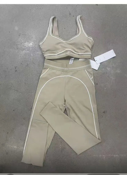2026 Summer New Women's Sports Line Splicing Bra High Waist Yoga Pants Two Piece Set