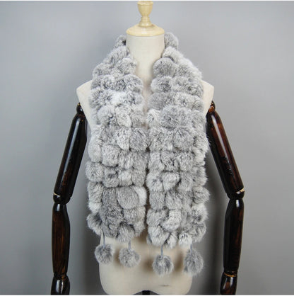 Women Winter Warm Real Rabbit Fur Scarf Hot Sale Natural Rabbit Fur Muffler 2025 Lady 100% Genuine Fur Scarves Wholesale Retail