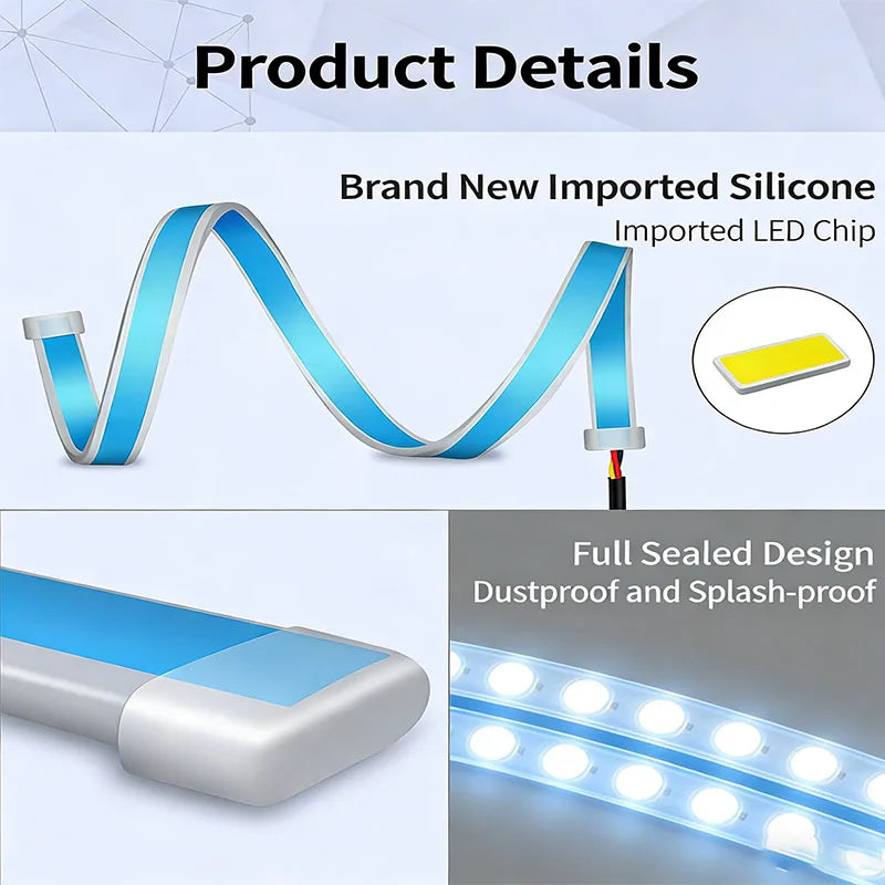1 Pair Motorcycle Flowing Turn Signal Light Strip,Rear Tail Light Startup Scan, Flowing Signal Light,Modified Atmosphere Light