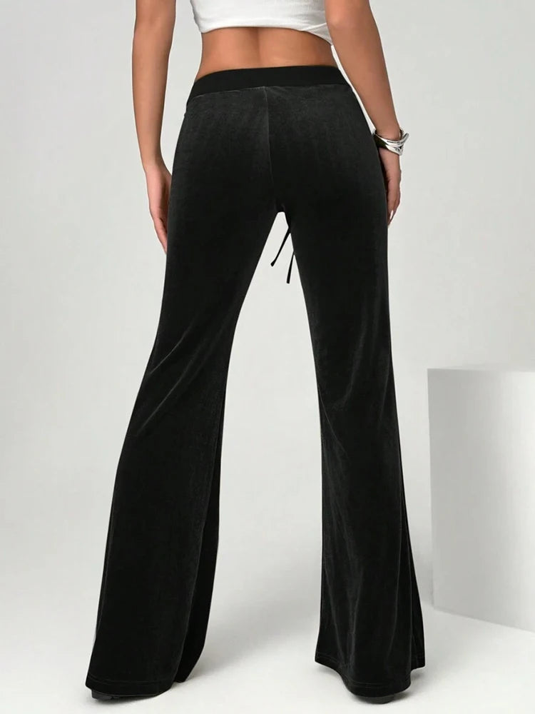 2025 autumn and winter women's micro flared pants slim fit and slimming casual flared pants velvet pants