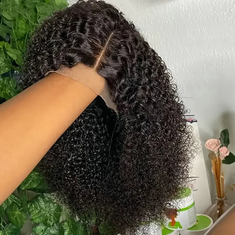 Short Bob Glueless Wigs Deep Wave Glueless Human Hair Ready To Wear 180% Pre Cut Lace 4x4 13x4 Culry Lace Front Human Hair Black