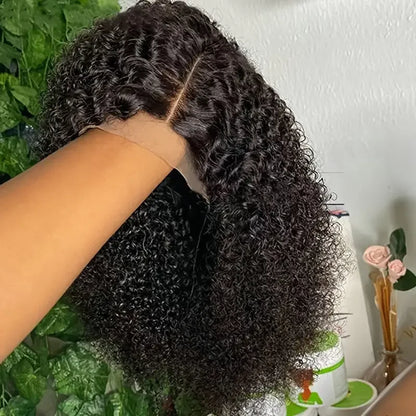 Short Bob Glueless Wigs Deep Wave Glueless Human Hair Ready To Wear 180% Pre Cut Lace 4x4 13x4 Culry Lace Front Human Hair Black