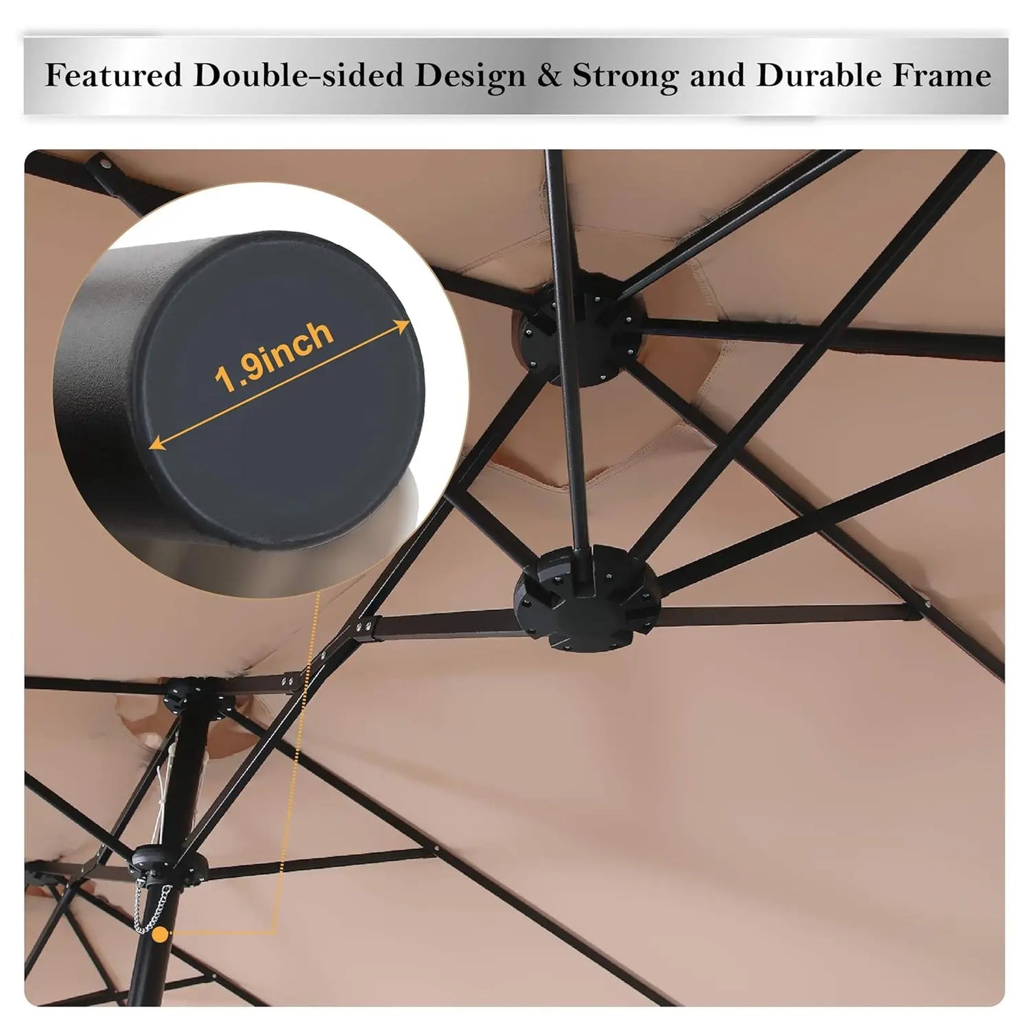 15FT Patio Umbrella with Base, Large Double-Sided Outdoor Market Umbrella with Crank Lift, UV-Resistant Canopy for, Customized