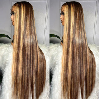Honey Blonde 4/27 Highlight Wig 13x6 HD Lace Frontal Natural Hairline Pre-Plucked 13x4 Bone Straight Colored Lace Front Wigs