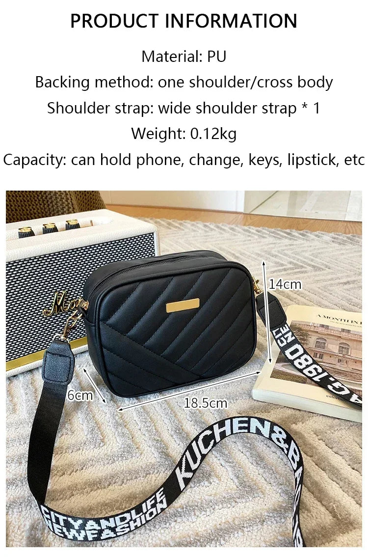 Minimalist Mini Fashionable Quilted Crossbody Bag Wallet, Trendy PU Shoulder Bag, WOMEN'S Casual Handbag and Mobile Phone Wallet