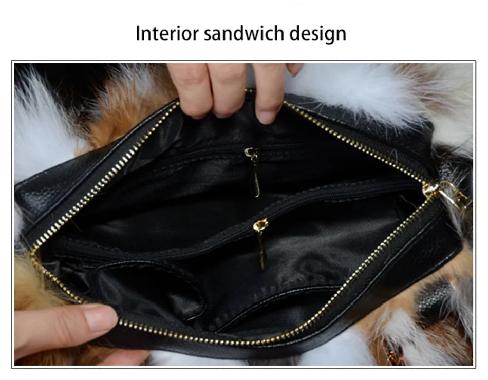 2025 New Clothing Designer Luxury Soft Fox Hair High-end Handbag Fashion Large Capacity Charm Women's Special Fur Bag