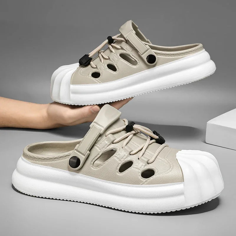 Fashion Men Sandals Summer Half Slippers Outdoor Women Beach Shoes Couple Walking Sneakers Comfortable Breathable Casual Shoes