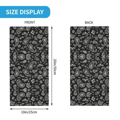 Custom Black Bandana Pattern Bandana Neck Gaiter for Hiking Cycling Women Men Wrap Scarf Paisley Style Headband Warmer
