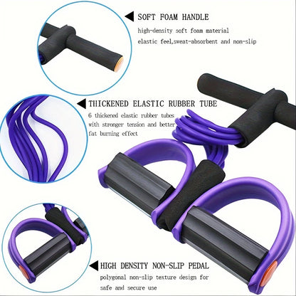 Six-Tube Tensioner Multi-Functional Household Fitness Yoga Abdominal Strengthening Resistance Band Tension Rope Sit-Up Assistive