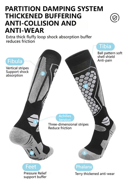 GTUBIKE Thermal Winter Cotton Men Women Ski Socks High Elastic Sports Socks Snowboarding Cycling Adult Skiing Thicker Leg Warm