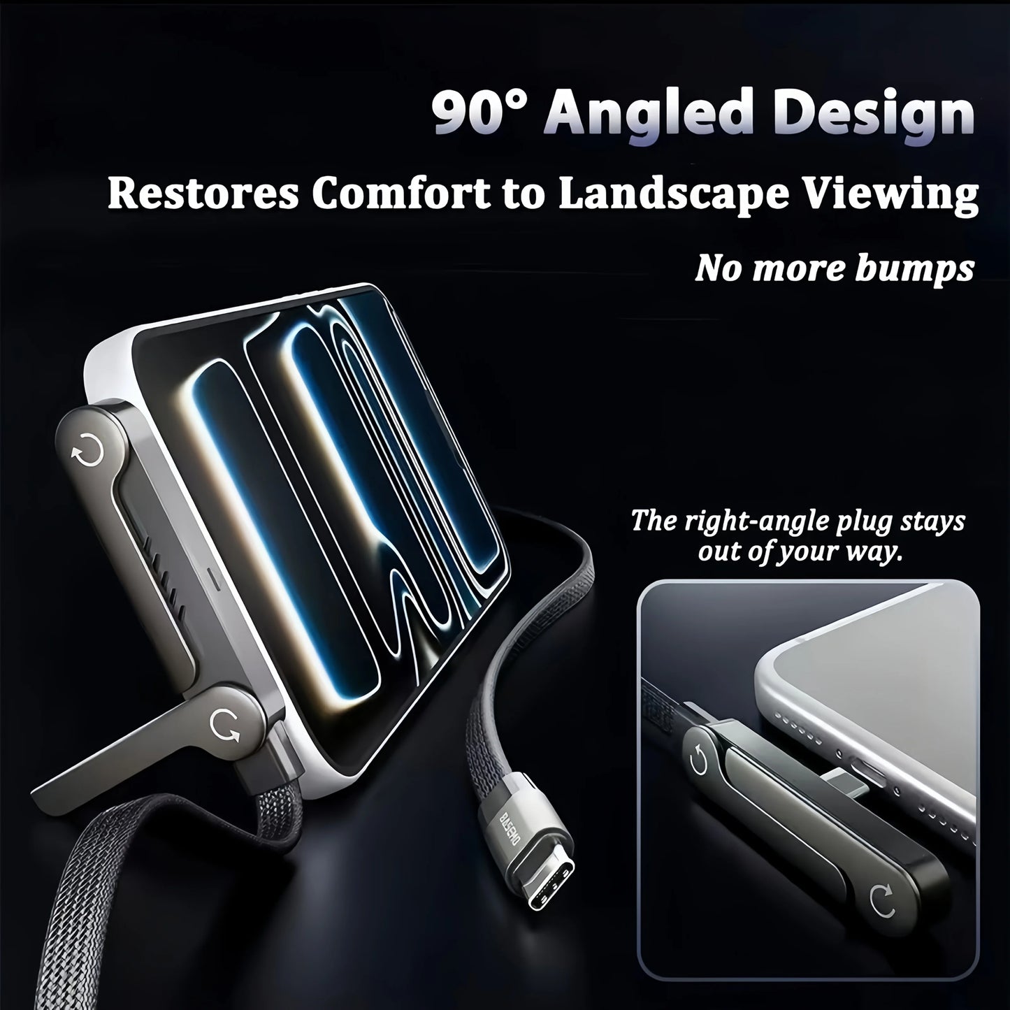 Foldable Charging Cable With Integrated Stand Fast Charging Cable Phone Tablet 240W Ultra-Fast Data Cable Phone Holder