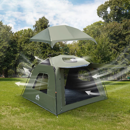 Night Cat 4 Person Pop Up Camping Tent, Blackout Cabin Tent with Vestibule & Rainfly, Waterproof Instant Easy Setup Family Tent, Dark Room Outdoor Tent for Camping, Hiking, Backyard