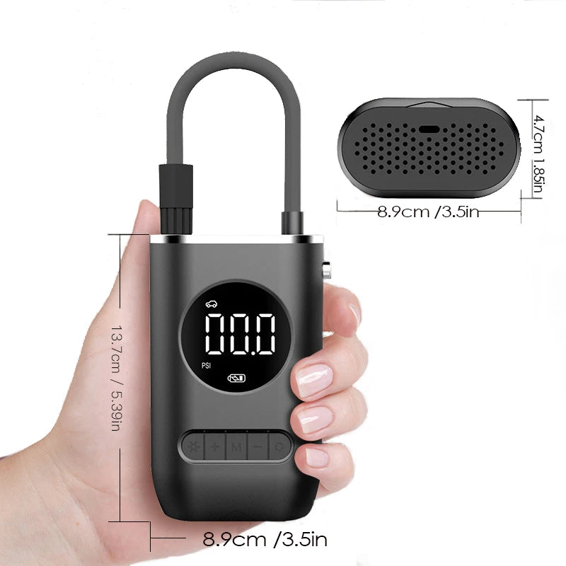 EAFC 120W Handheld Air Compressor Wireless/Wired Inflatable Pump Portable Air Pump Tire Inflator Digital for Car Bicycle Balls