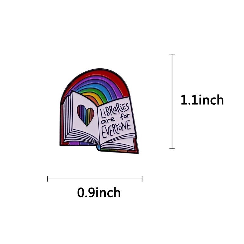 Enamel Pin Rainbow Pride Badge Book Bookish Brooch Jewelry