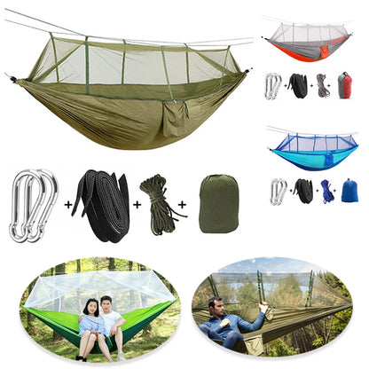 Camping Hammock, Portable Hammocks with Mosquito Net, Hammock Tent, for Outside,  Hiking, Travel Gear Must Haves, Breathable.
