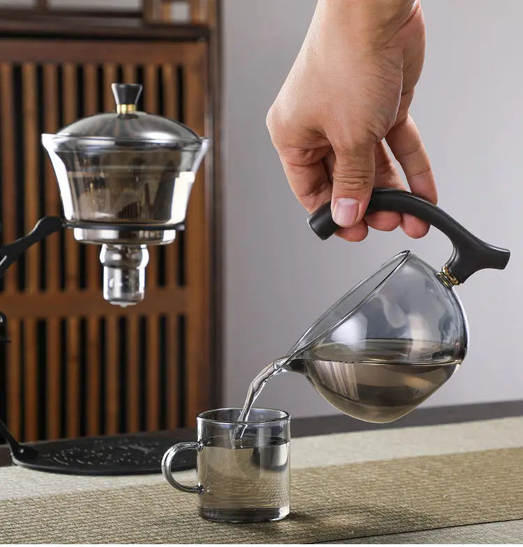 Handmade Iron Glass Tea Set Home Tea Magnet Semi-automatic Tea Machine Office Guest Set
