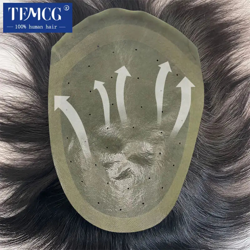 Male Hair Prosthesis Double knots Skin Base 100% Natural Human Hair Mens Toupee Breathable Men Toupee Biological Scalp Hairpiece