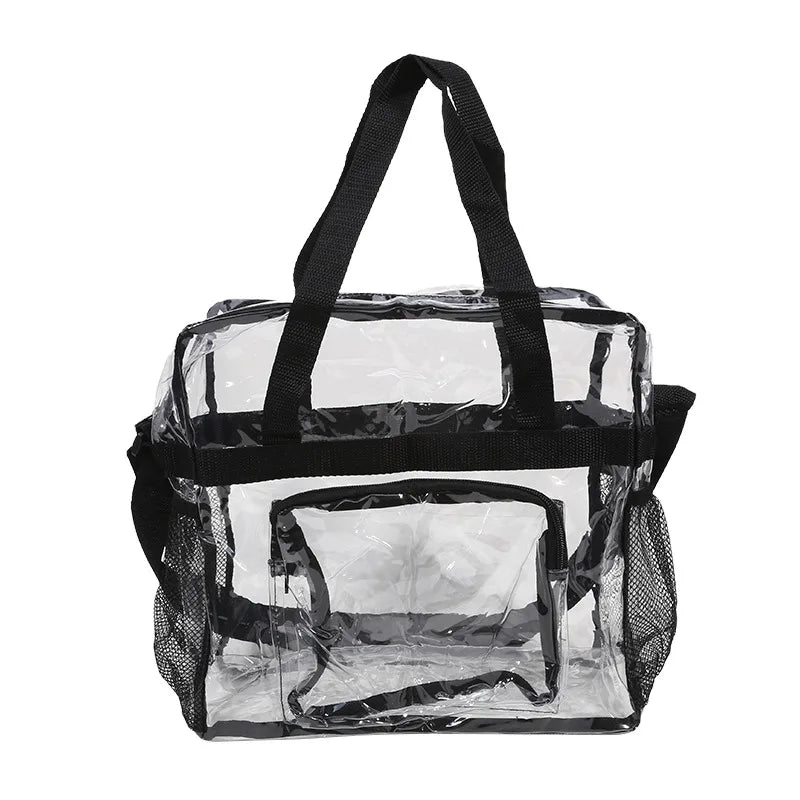 Portable PVC Transparent Shoulder Crossbody Bag Tote Satchel Handbag for Women Lady Large Capacity Clear Bag Shopping Handbag