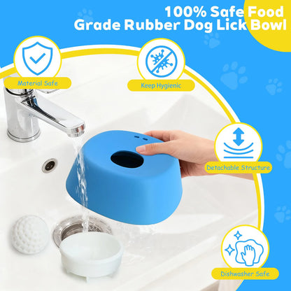 Dog Liquid Lick Bowl with Slow Feeder Design with Silicone Anti Slip Bowl Detachable Easy Cleaning for Wet Food and Bone Broth