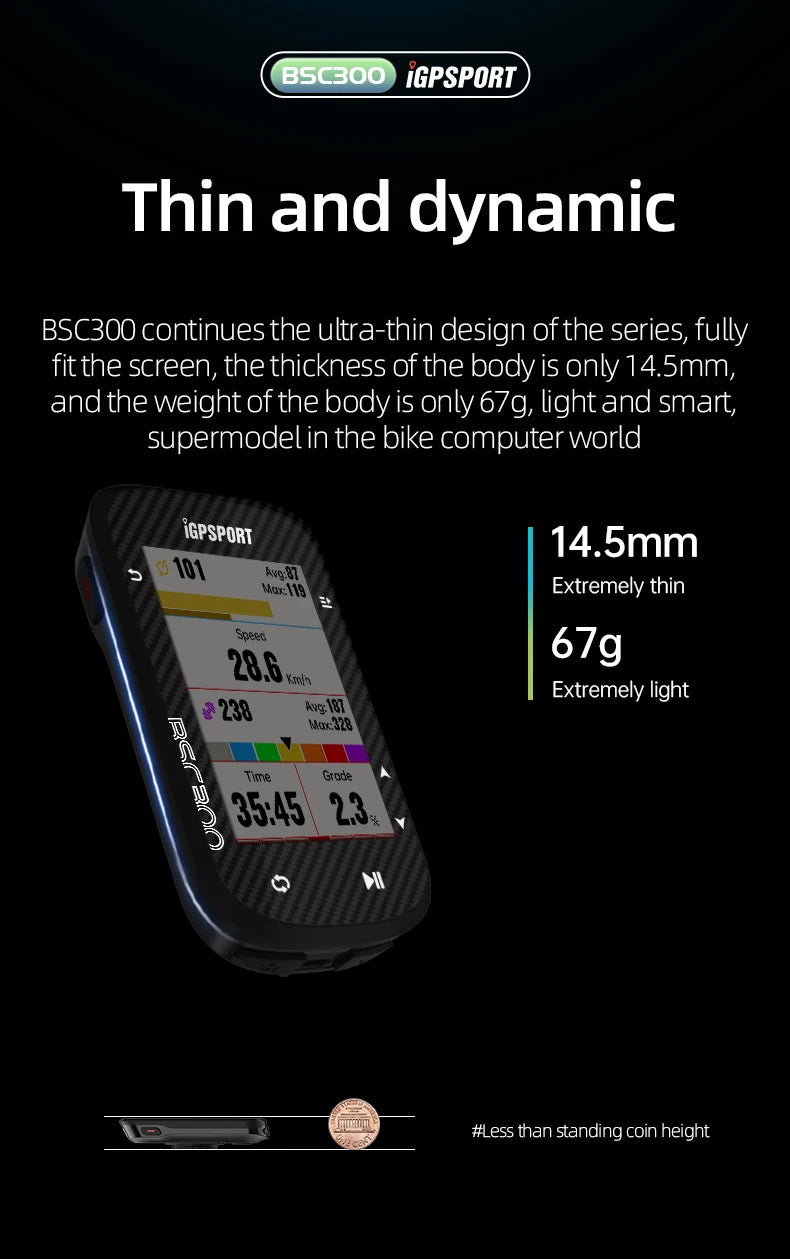 iGPSPORT BSC300 BSC 300 Yellow Computer ANT+ Wireless Bike Speedometer Bluetooth GPS route navigation notification Odometer