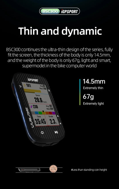 iGPSPORT BSC300 BSC 300 Yellow Computer ANT+ Wireless Bike Speedometer Bluetooth GPS route navigation notification Odometer