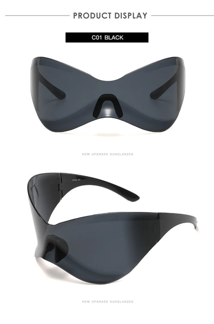 Protective Glasses New Oversized Y2K Punk Rimless Sunglasses Women Men Brand Designer Hip Hop Sport One Piece Sun Glasses Shades