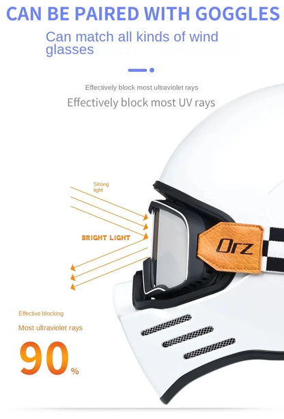ORZ-728 Full Face casco moto Helmet Vintage Chopper Retro Helmet capacete de motocicleta modular helmet DOT