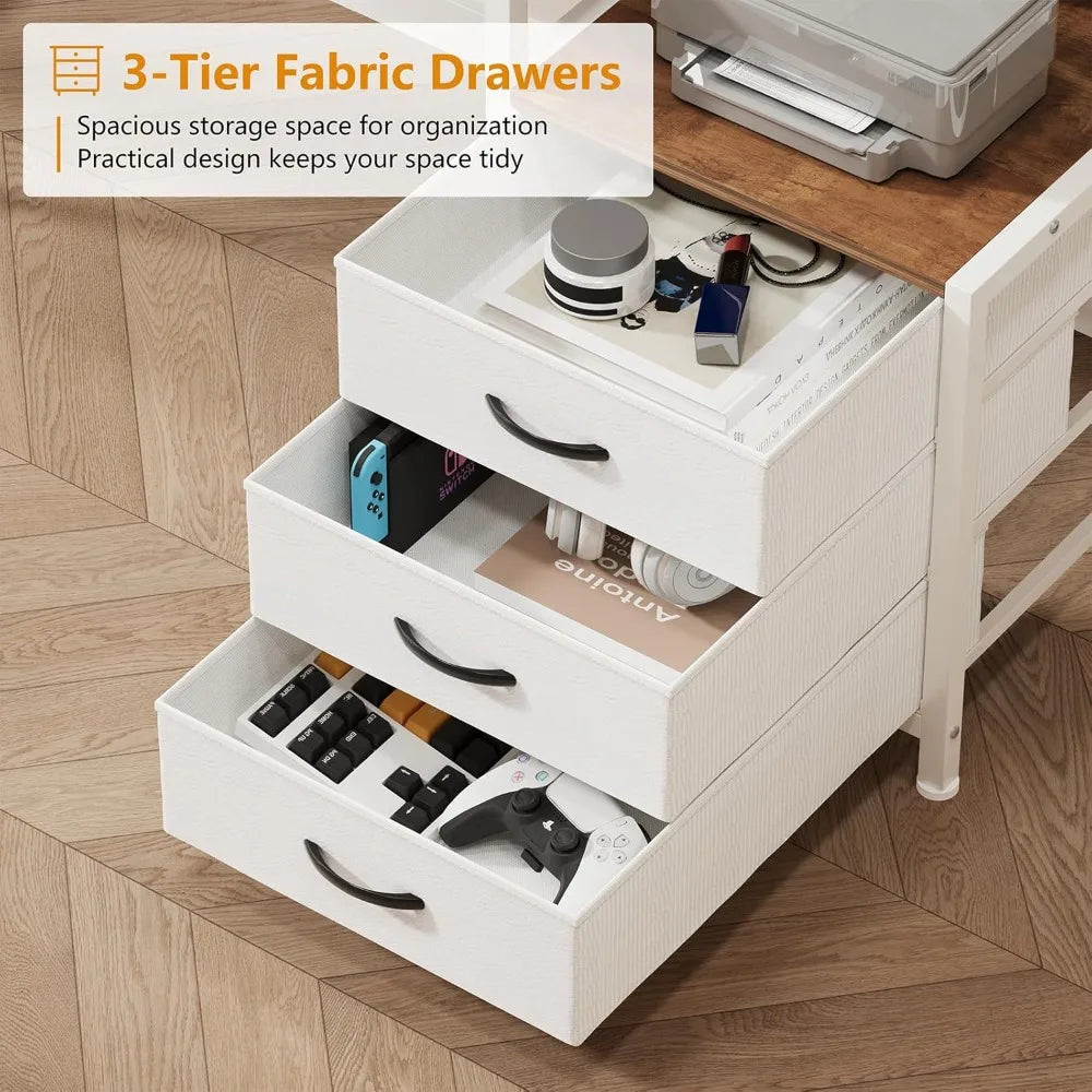 Computer Desk with Hutch, Home Office Desk with Drawers and Bookshelf, 52'' Study Writing Desk with Storage Shelves