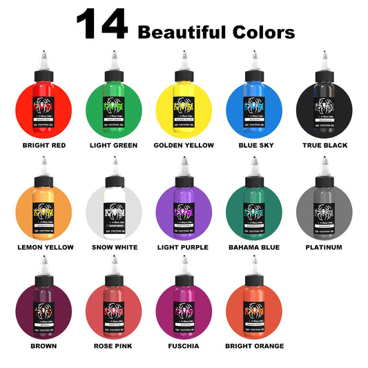 KVM 1oz (30ml) 7/14 Colors Professional Tattoo ink for Body Art Natural Plant Micro Pigment Permanent Tattoo Ink For Body Paint