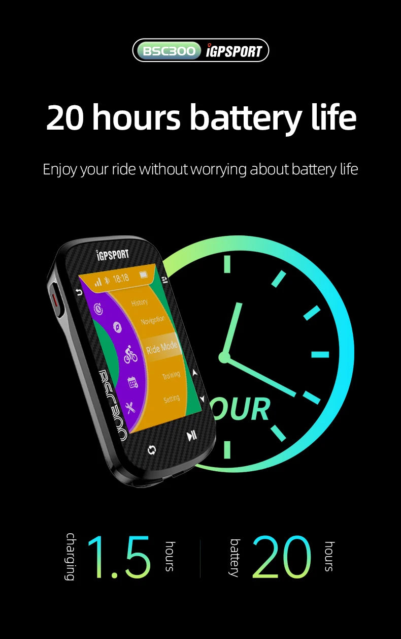 iGPSPORT BSC300 BSC 300 Yellow Computer ANT+ Wireless Bike Speedometer Bluetooth GPS route navigation notification Odometer