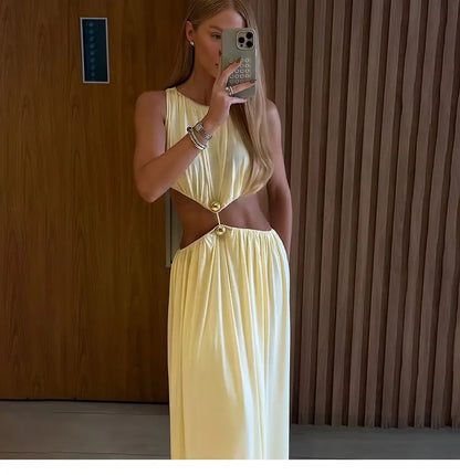 2026 Summer Fashion New Women's Elegant Design Dress Two Piece Set Sleeveless Top Slimming High Waist Long Dress Set