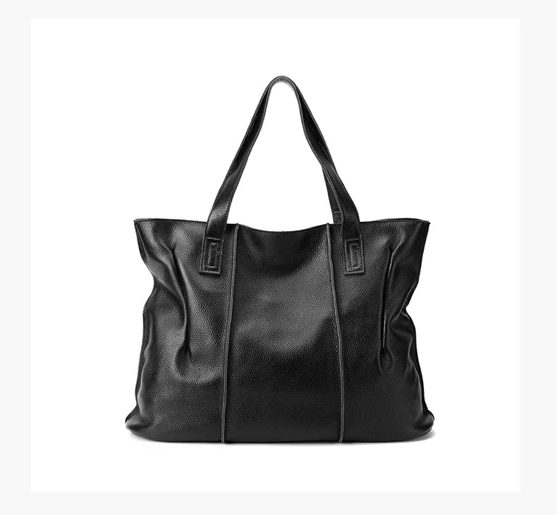 Women's Luxury Designer Natural Cowhide Soft Handbag Famale Fashion Shoulder Bag Ladies Cow Leather Large Capacity Tote Bag