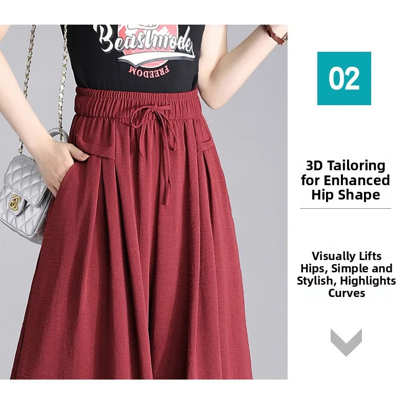 High Waist Wide Leg Seven-Foot Pants Women's Summer 2026 New Style Loose Comfortable Casual Trousers Skirt Pants
