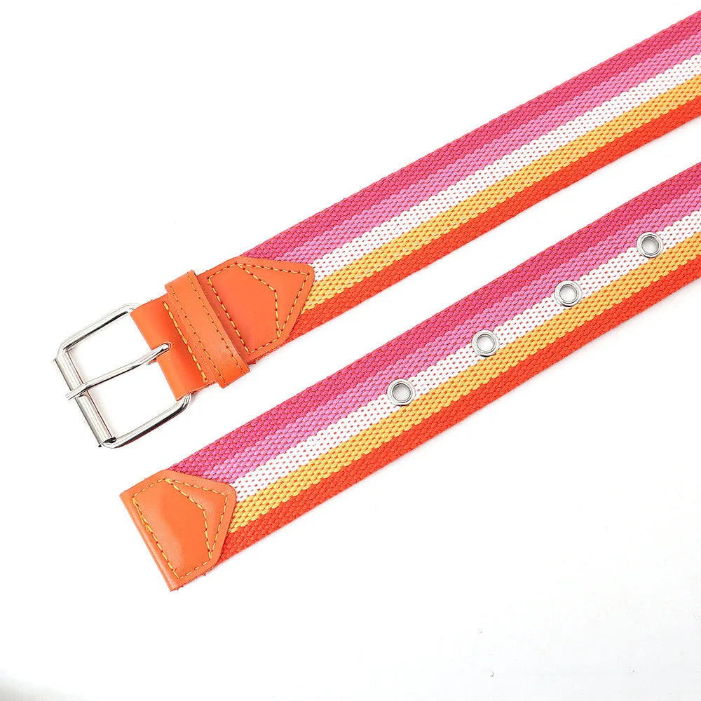 Rainbow Pride Canvas Belt with  - Versatile & Stylish for Jeans