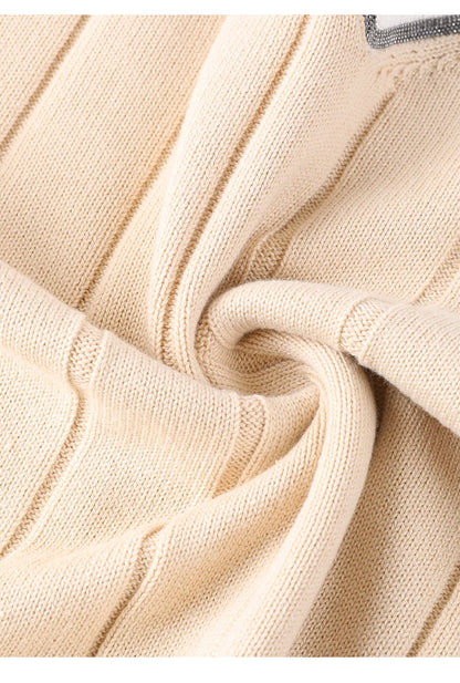 BY4521246 Women's Luxurious V-Neck Long Sleeve Sweater 100% Cotton Casual Knitted Pullover Fall Winter 2025
