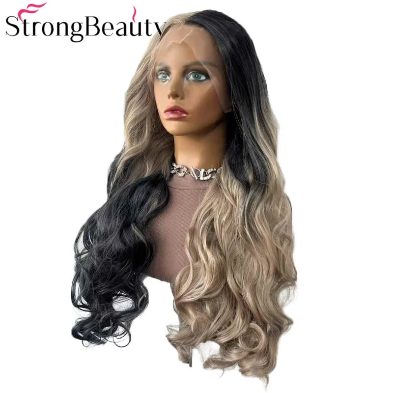 StrongBeauty Long Lace Front Wigs Synthetic Wavy Women Wig Heat Resistant Hair
