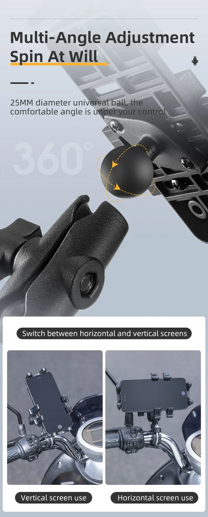 ROCKBROS Motorcycle Bike Phone Holder Adjustable with Shock Absorber Module Nonslip Bike Phone Stand