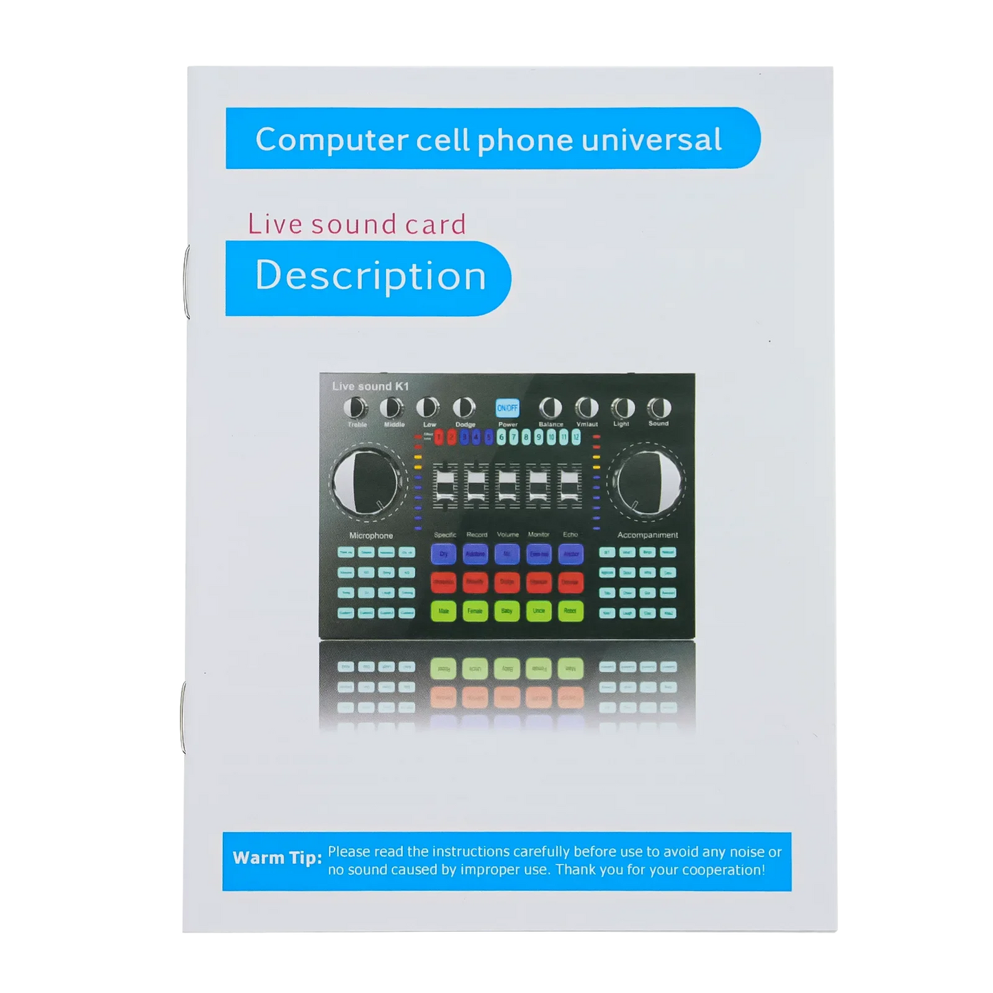 K1 Live Sound Card Portable Internet Celebrity Live Broadcast Special Sound Equipment Universal for Music Recording Karaoke Sing