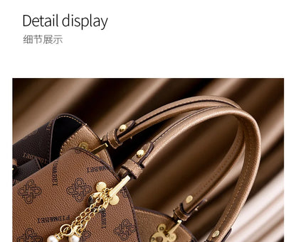 Luxury Brand Designer Women'S Handbag Leather Printed Shoulder Bag Large Capacity Classic Retro Crossbody Bag Commuting Tote Bag
