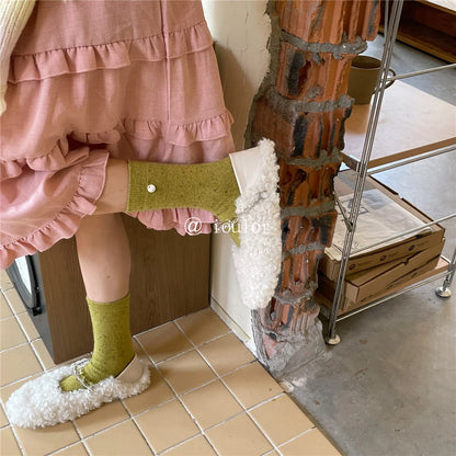 SP&CITY Colored Dotted Sheep Woolen Socks Women's Winter Warm Keeping Middle Tube Socks Casual Thick Korean Fashion Stockings