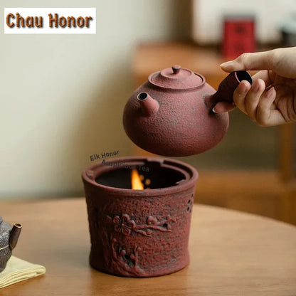 Antique Dunhuang Charcoal Tea Fire Stove Japanese Coarse Pottery Cooking Teapot Water Boiling Pottery Kettle Fire Warmer Wine