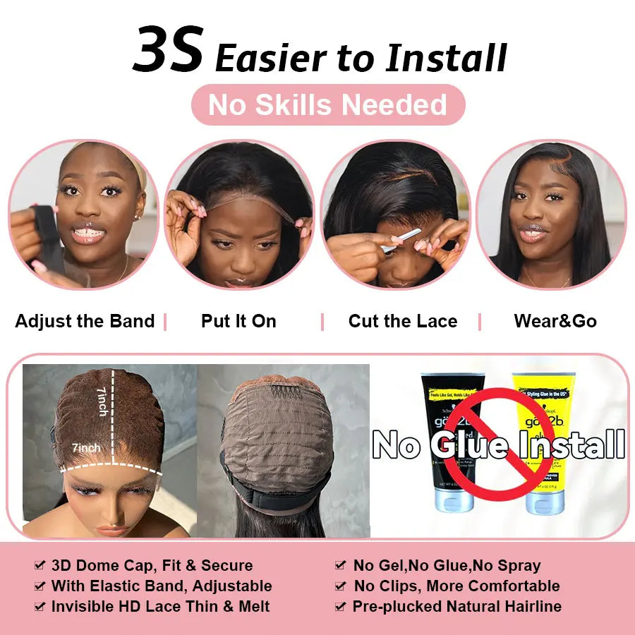 Ultra Fitted 13x6 HD Lace Front Human Hair Wigs Straight Skinlike HD Lace Closure Wigs Pre Plucked 3D Dome Cap Wig for Women