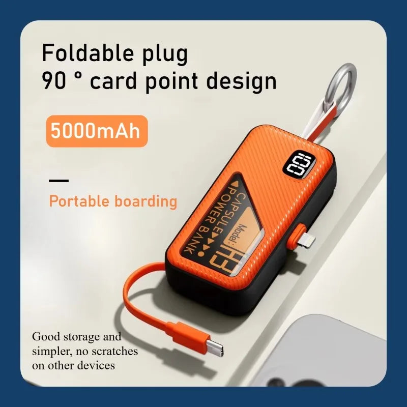 20000mAh Mini Power Bank PD20W Fast Charging Comes with Cable Digital Display PowerBank for IPhone13 14 15 16 Samsung and Xiaomi