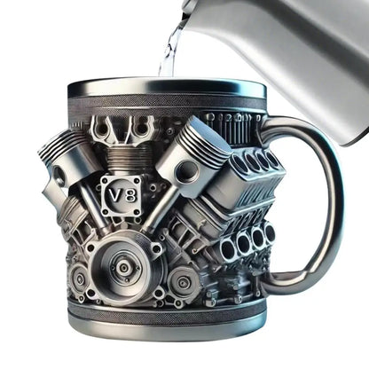 V6 V8 Engines Design Milk Drink Mug Stainless Steel Coffee Mug with Handle Water Drink Cup Insulated Beverage Drinkware