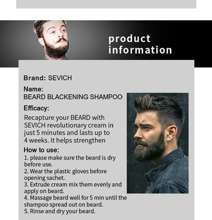Sevich Instant Hair Dye Black Beard Shampoo Beard Paint Men Beard Coloring Dye Natural Temporary Blackening Moustache Shampoo