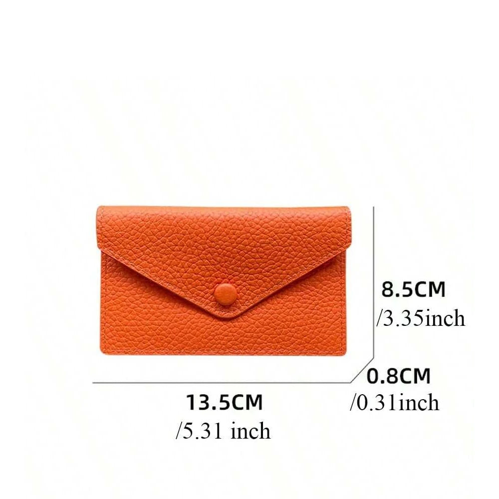 Customized letters, genuine cowhide leather, women's ultra-thin card wallet, women's short envelope, women's wallet